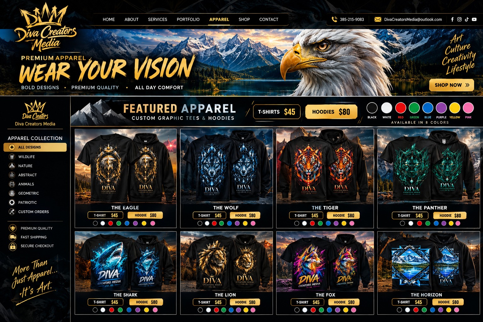 Diva Creators Media apparel collection